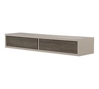 MODULARREDO | Domino Étagère Murale avec tiroir, Table de Chevet Suspendue, étagère Murale, 88,2 x 13,4 x 20 cm, Marron Taupe et Noyer - Fabriqué en Italie