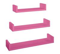 MODULARREDO | Lot de 3 étagères murales, 60 x 8 x 15,5 cm, fuchsia, modernes, suspendues, robustes, 10 kg, organise des livres, CD, plantes, décoration