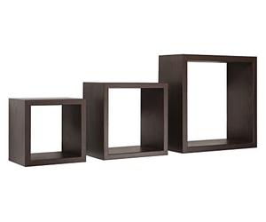 MODULARREDO | Lot de 3 étagères murales, cubes d'ameublement, étagères cubes, cubes muraux, 35 x 35, 25 x 25 et 20 x 20 p15,5 cm, wengé - Made in Italy