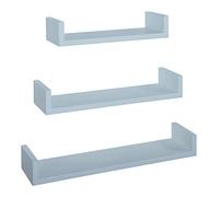MODULARREDO | Lot de 3 étagères murales design, 60 x 8, 50 x 8 et 40 x 8 cm p15,5 cm, bleu Baltique - Fabriqué en Italie