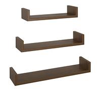 MODULARREDO | Lot de 3 étagères murales design, 60 x 8, 50 x 8 et 40 x 8 cm p15,5, étagère murale, chêne tabac - Made in Italy