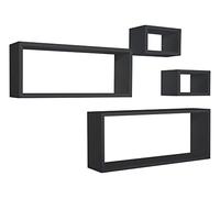 MODULARREDO Merlin Lot de 4 Étagères Murales, Armoires Murales, 75 x 30 p15,5 cm, 60 x 25 p15,5 cm et 2 de 25 x 15 cm, Noir, Fabriqué en Italie