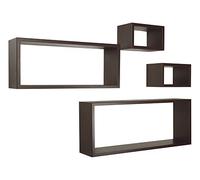 MODULARREDO Merlin Lot de 4 Étagères Murales et Armoires Murales, 75 x 30 p15,5 cm, 60 x 25 p15,5 cm et 2 de 25 x 15 cm, Wengé - Made in Italy