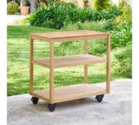 Module à roulettes avec étagères pour cuisine d'été LODGIA Beige 87 x 86 50 cm - Acier, Aluminium, Acacia certifié FSC® Hespéride