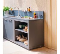 Module avec étagère pour cuisine d'été OXYANA Graphite 110 x 60 80 cm - Acier galvanisé, Traitement antirouille renforcé Hespéride