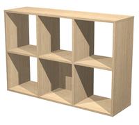 Module bibliothèque multicases - 6 cases - Chêne