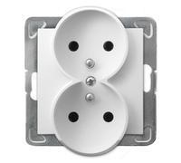 Prise de courant, contact de protection, 220-240 V, système M à 2 compartiments, interrupteur encastré blanc