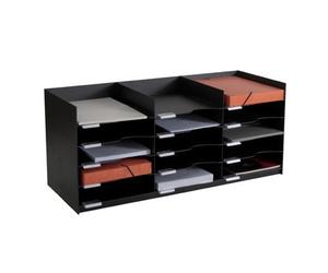 Module classement paperflow superposable armoire 15 cases 240x320x757mm coloris noir