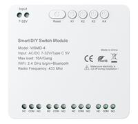Module commutation intelligent Tuya WiFi 4 canaux compact, programmation horaire, commande vocale Google Home, application et