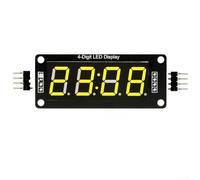 Module d'affichage LED 7 segments horloge numérique pour TM1637 4 chiffres 1,4 cm avec alimentation 5 V et support de bibliothèque pour projets Arduino DIY (jaune)