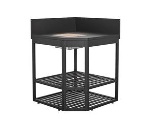 Module d'angle cuisine extérieure acier avec bac à glaçons et planche en bois L80cm THIRA