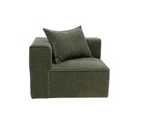 Module d'angle gauche pour canapé en tissu effet velours vert kaki KERRY