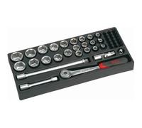 SAM Outillage Module ABS 1/3 27 douilles 1/2'' 6 pans 75-SH1M