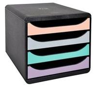 Module de classement Exacompta Big Box 4 tiroirs coffre noir - noir/assortis pastel