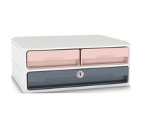 Module de classement Cep MoovUp 3 tiroirs avec serrure et poignées - rose