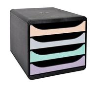 Module de classement Exacompta Big Box 4 tiroirs coffre noir - noir/assortis pastel
