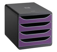 Module de classement Exacompta Big-Box 4 tiroirs gris foncé - parme