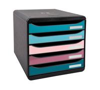 Module de classement Exacompta Big Box Plus 5 tiroirs - noir / bleu / rose