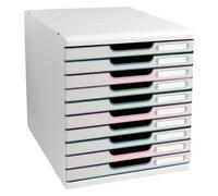 Module de classement Exacompta Modulo 10 tiroirs couleur - blanc/assortis clair