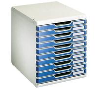 Module de classement Exacompta Modulo 10 tiroirs - gris/bleu