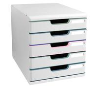 Module de classement Exacompta Modulo 5 tiroirs couleur - blanc/assortis clair