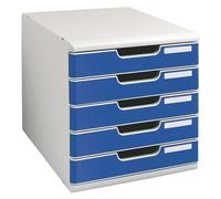 Module de classement Exacompta Modulo 5 tiroirs - gris/bleu