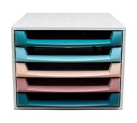 Module de classement Exacompta The Box gamme Skandi 5 tiroirs - Coloris assortis clair