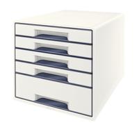 Module de classement Leitz WOW 52142001 5 tiroirs plastique blanc avec organiseur transparent et pieds antidérapants