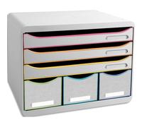 Module de classement Storebox 6 tiroirs Black Office - Blanc/arlequin