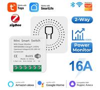 Module de commutation intelligent WiFi Tuya ZigBee, avec moniteur d'alimentation, maison intelligente, contrôle bidirectionnel, Mini disjoncteur vocal 16A pour Alexa Google Alice