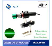 Module de diode laser à ligne verte Powell Lens, mise au point réglable, D18mm 520nm 100mw 200mw 300mw 12V, industriel, avec adaptateur de support EU Adapter