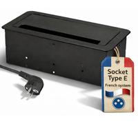 Module de prise de type E rétractable, avec ports USB-A, USB-C et LAN, en aluminium