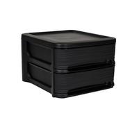 Eda 010288 | Tour de rangement STONE | 2 x tiroirs de 7 L | Couleur : Noir