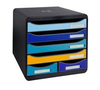 Module de rangement Exacompta Big Box Maxi 6 tiroirs - noir/ bleu/ safran