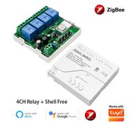 Module de relais de commutation Zigbee 1 2 4 voies, DC 12V 24V 220V, contact sec, contrôleur 4 canaux sur rail DIN, compatible Tuya Alexa, passerelle requise