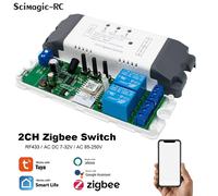Module de relais RF Zigbee Tuya intelligent pour ouvre-porte de garage, contact sec 2 canaux, module RF433, récepteur 12V 24V 230V, compatible Alexa AC DC 7-32V