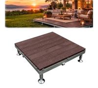Module de Sol pour Terrasse WPC 100x100 cm, Hauteur Réglable 50-55 cm, Dalle Extérieure Amovible, Marron Café