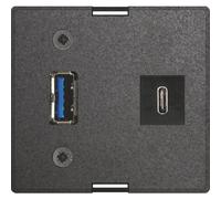 Module d'échange USB de type A et C pour prises murales encastrées, couleur noire