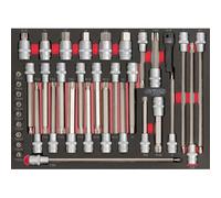 KS Tools 712.5038 - Module d'embouts longs pour la mécanique 1/4'' - 1/2'' - Pour servantes et établis - Empreinte des outils découpée au laser - Mousse imputrescible - 38 pièces