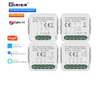 Module d'interrupteur intelligent GIRIER Tuya ZigBee 3.0, pas de fil neutre requis, disjoncteur intelligent pour la maison, compatible avec Alexa Google Home 2-Gang