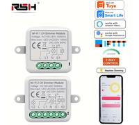 Module d'interrupteur intelligent Tuya Wifi / ZigBee, interrupteur de lumière à intensité variable à 2 voies, télécommande via application, compatible avec Alexa et Google Home 10A