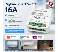 Module d'interrupteur intelligent Zigbee 3.0 16A, mini-relais DIY 1/2CH Tuya pour la domotique, compatible Smart Life, Alexa, Google Home Zigbee 2CH