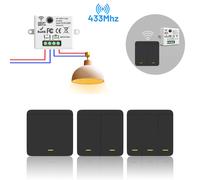 Module d'interrupteur sans fil RF433, interrupteur mural 1/2/3 voies pour ampoule, lustre, 10A 110V 220V 3 Gang