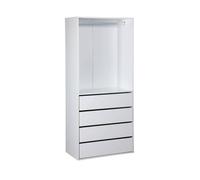 Module dressing avec 4 tiroirs et 1 penderie blanc. panneaux stratifiés