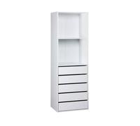 Module dressing avec 5 tiroirs et 2 étagères. blanc. panneaux stratifiés