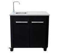 Module évier - COZZE - 90529 - L 935 x P 670 x H 900 mm - Plan de travail inox 90 cm - Noir