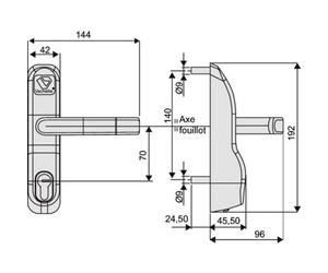 Module extérieur pour serrure antipanique - à poignée - PE 13/23 noir VACHETTE