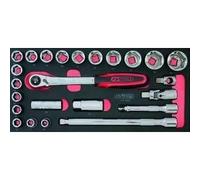 KS Tools 713.1024 - Module de douilles et accessoires 1/2'' - Gamme ULTIMATE® - Empreinte des outils découpée au laser - Mousse imputrescible 24 pièces