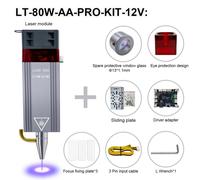 Module laser 10 W, assistance pneumatique intégrée, couvercle de protection amovible, 10W-KIT-12V