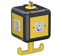 Obo Bettermann 6109802 : Boîtier noir graphite RAL 9011 avec 2 prises Schuko 16A/250V, 2 circuits AC précâblés, 2 bornes 3 pôles, et kit de fixation.